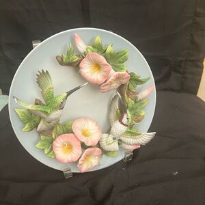 Floral Hummingbird Decorative Plate porcelain